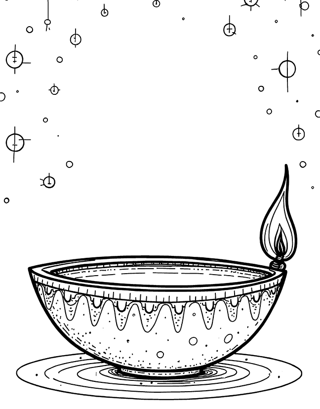 Diwali diya coloring page